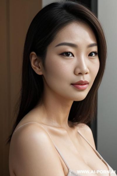 Asian woman, front portrait, centered face, neutral expression, slightly full face, soft cheeks, natural body proportions, average build, healthy body, realistic w, soft lighting, realistic skin texture - ai-porn.ai on pornintellect.com
