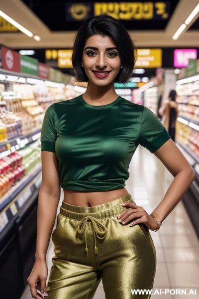 (urwa hocane), (((tanned punjabi ))), ((green short sleeve shirt, fancy jogger pants )), (christmas), (modern monaco mansion), (big nose), ((smiling at the camera)), photorealistic, (ultra detailed - ai-porn.ai on pornintellect.com
