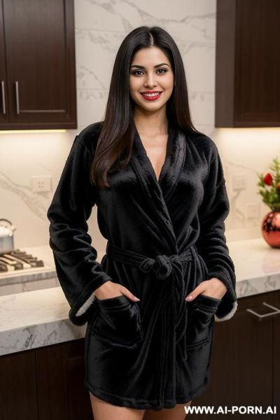 ((lanky)), ((( persian ))), ((black bathrobe)), (christmas), (big full lips), ((smiling at the camera)), photorealistic, (ultra detailed photo), (hyper realistic photo), standing in a modern manhattan - ai-porn.ai - Iran on pornintellect.com