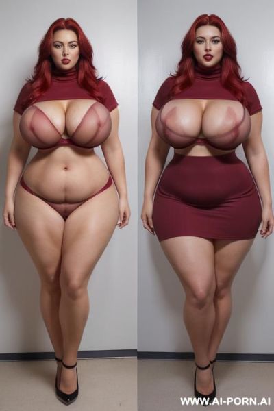 (((saggy massive boobs))), (((curvy pluz size body ))) (((wide hips))), (red lips) latex shorts pencil skirt, screaming for pleasure, moaning, peak arousal, ((sexy hot attractive chubby milf)) ((sexy - ai-porn.ai on pornintellect.com