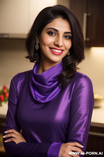 ((( pakistani ))), ((fancy purple wedding long sleeve crew neck dupatta )), (christmas), (big nose), ((smiling at the camera)), photorealistic, (ultra detailed photo), (hyper realistic photo), standing - ai-porn.ai - Pakistan on pornintellect.com