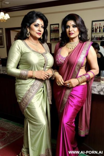Bangladesi and pakistani two mature lesbian woman, bangladesi gilf mother-in-law and pakistani milf woman-in-law affair. looking at the viewers, looking at the viewers, nasty makeup, slutty makeover, juicy lips, in the bar, - ai-porn.ai - Pakistan on pornintellect.com