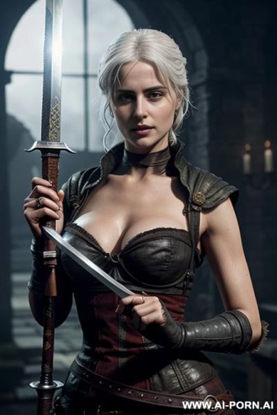 Ciri holds bastard sword - ai-porn.ai on pornintellect.com
