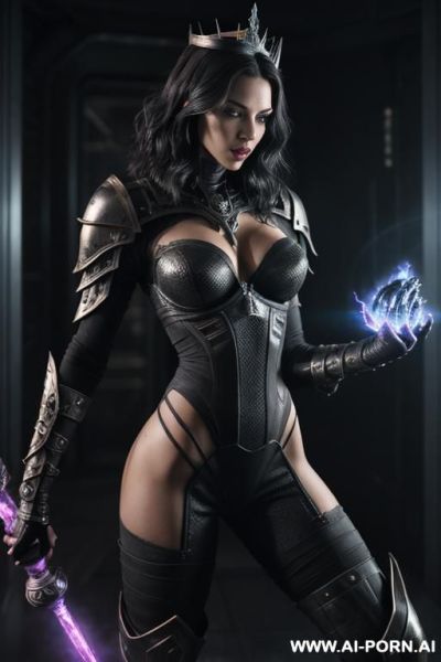 (front view), (looking at the viewer), (detailed face), (detailed body), (detailed skin), (detailed hands), (dark-(gray skin)), perfect athletic body, very dominant serious woman, front view, wearing a - ai-porn.ai on pornintellect.com