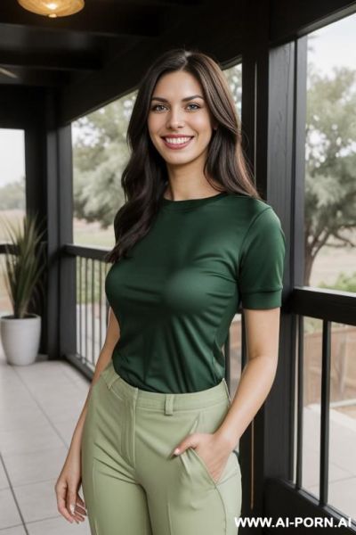 ((lanky)), ((( persian ))), (( green short sleeve crew neck shirt, pants )), (modern texas ranch house), (christmas), (big full lips), ((smiling at the camera)), photorealistic, (ultra detailed - ai-porn.ai - Iran on pornintellect.com