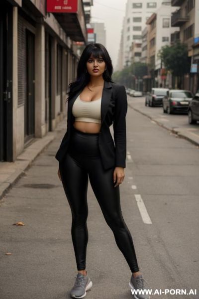 Blazer, sports bra, leggings, seductive - ai-porn.ai on pornintellect.com