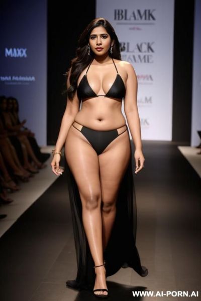Bhumi pednekar is a bikini model walking the ramp for black tape project miami full body view - ai-porn.ai on pornintellect.com