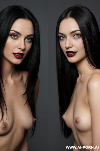 Perfect face, dark lipstick, open mouth, smile, realistic hip size, trimmed hairy pussy, greek, empty background color. - ai-porn.ai - Greece on pornintellect.com