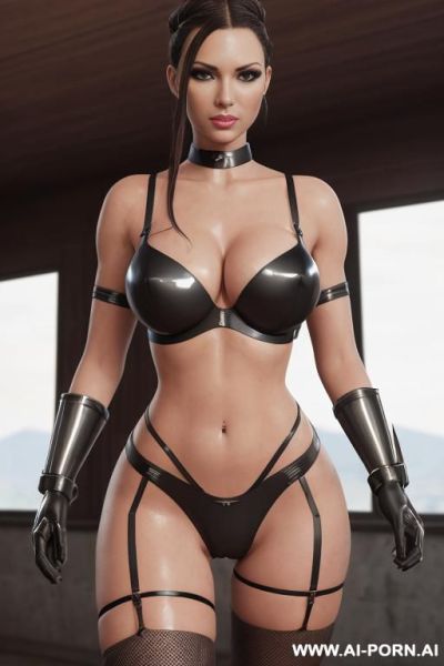 (front view), (looking at the viewer), (eye contact), (standing at front), (detailed face), (detailed body), (detailed hands), (detailed skin), sci-fi swordwoman, well-toned slender atletic figure, silky - ai-porn.ai on pornintellect.com