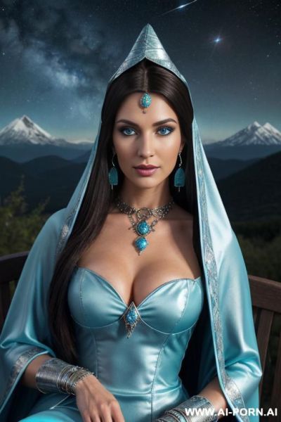 Stargazer woman, brunette, ultra detailed, best quality, finely detail, highly detailed face, highly detailed eyes, exspressive eyes, best quality eyes, highly detailed hands, highly detailed skin, - ai-porn.ai on pornintellect.com