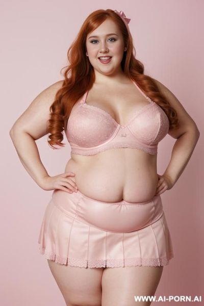 (((half body photo shot close up photo))). a (british (((very obese))) fat bbw redhead), ((((thick body, with tummy and love handless)))). (wearing a lingerie garter belt top.) - ai-porn.ai - Britain on pornintellect.com