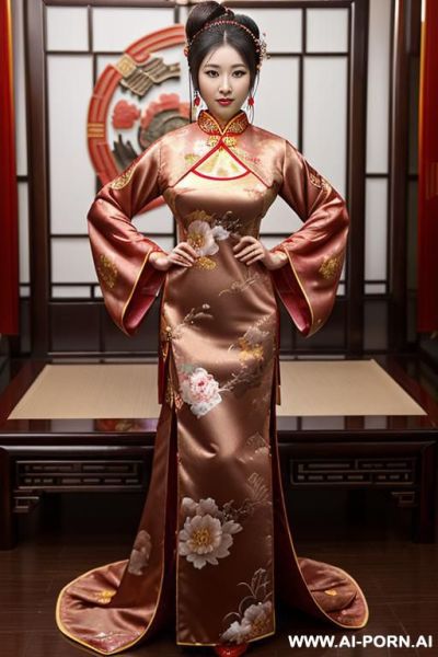 ((empress of china)), ((chinese traditional dress)), ((chinese dudou))，flexibility，nude - ai-porn.ai - China on pornintellect.com