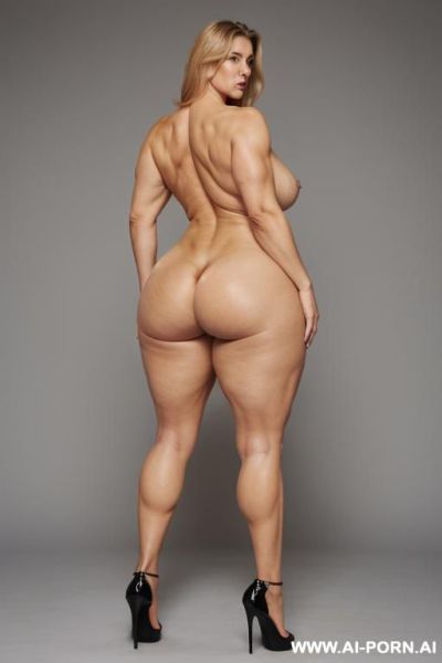 Totally naked, totally nude, naked, nude, no clothes, older woman, (((narrow waist))), ((saggy tits)), gigantic tits, (((wide hips))), ((big ass)), ((round ass)), ((wide thighs)), ((thick thighs)), - ai-porn.ai on pornintellect.com