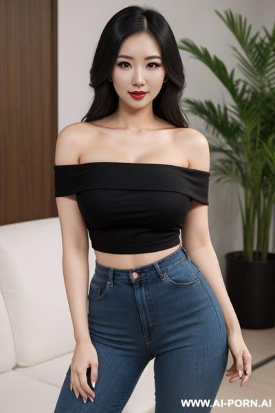 Tight casual off shoulder, intellectual, sexy headshot, cartoon, tight waist - ai-porn.ai on pornintellect.com