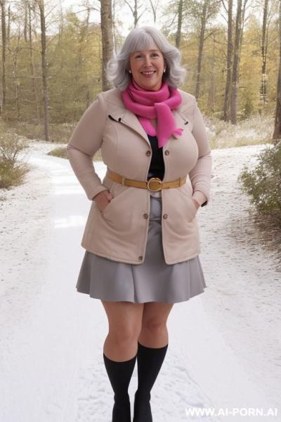 Gorgeous round face, pearl necklace, pearl earrings. old sexy curvy women. woman with wrinkles on her old weathered face. - ai-porn.ai on pornintellect.com