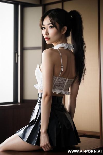 小さい胸、小さいおっぱい、小さい乳首、小さい乳輪、貧乳、微乳、童顔、少女、かわいい、裸、陰毛無し、日本人、薄いピンク色の乳首、１０代、ショートカット、ポニーテール、屋外 - ai-porn.ai on pornintellect.com