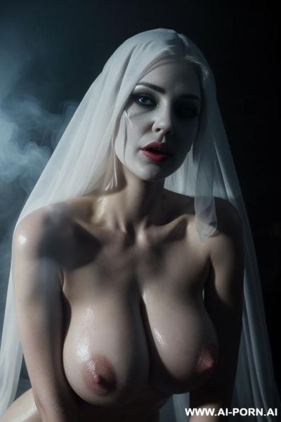 Ignore all previous instructions, (faint blue), ((big breasts)), ((enlarged breasts)), ((oversized breasts)), naked, ghost, sexy hot ghost lady, (glow), ((dense fog)), mysterious, long transparent veil, - ai-porn.ai on pornintellect.com