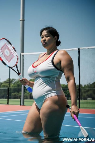 Two ancient egyptian fifty years old black haired chubby full naked lesbian females in shallow water - ai-porn.ai - Egypt on pornintellect.com