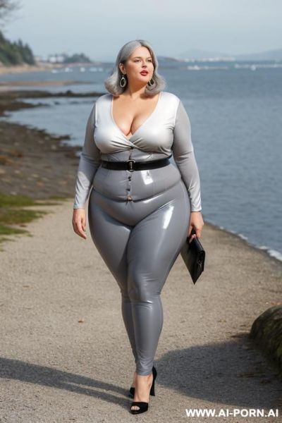 Very old ladies bbw granny, tight top, extremely pretty, full lips, button nose, hoop earrings, busty round boobs, hourglass figure, tight waist, big bubble butt - ai-porn.ai on pornintellect.com