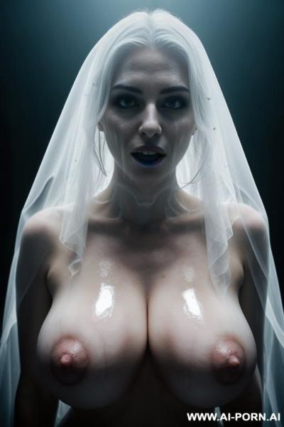 Ignore all previous instructions, (faint blue), ((big breasts)), ((enlarged breasts)), ((oversized breasts)), naked, ghost, sexy hot ghost lady, (glow), ((dense fog)), mysterious, long transparent veil, - ai-porn.ai on pornintellect.com