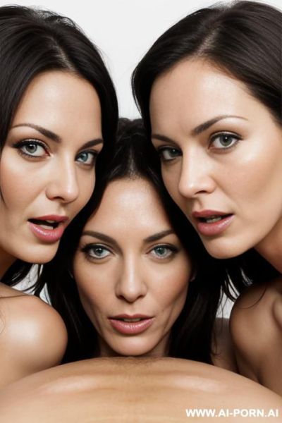 White background.three woman, pussy, lick breast - ai-porn.ai on pornintellect.com