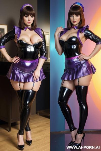 Milf, wide hips, strong body, dressed like a very elegant lady, (((full body shot))), shapely legs, skirt, elegant uniform - ai-porn.ai on pornintellect.com