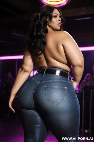Ebony, flared jeans, belt, ass - ai-porn.ai on pornintellect.com