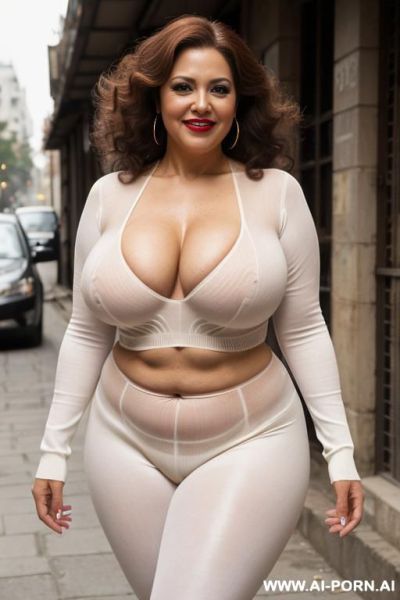 Sexy, very beautiful, 5 year old, light skinned mexican bbw old mature woman, with thick, curly auburn hair, dark eyeliner and lipstick, shapely figure, very large firm boobs, wide hips, flirty - ai-porn.ai - Mexico on pornintellect.com