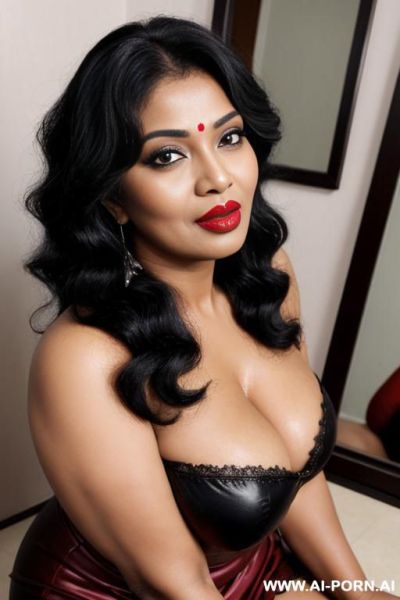 Bangladeshi sexy bold grandma, dark skin, curvy big figure, red lipstick, your date, horny bitch, - ai-porn.ai on pornintellect.com