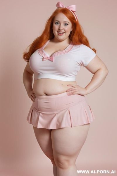 (((half body photo shot close up))). a (((british obese fat bbw redhead))), ((thick body, with tummy and love handless)). lingerie garter belt top. - ai-porn.ai - Britain on pornintellect.com