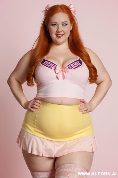 (((half body photo shot close up))). a (((british obese fat bbw redhead))), ((thick body, with love handless)). lingerie garter belt top. - ai-porn.ai - Britain on pornintellect.com