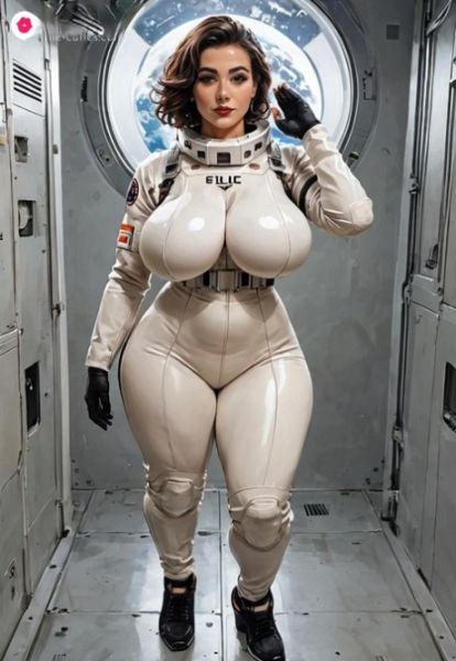 AI generated brunette Millie Morgan displays her amazing curves in the space - pornpics.com on pornintellect.com