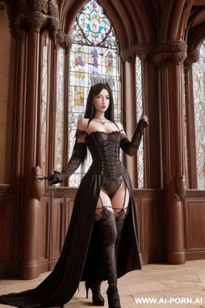 Long dressed princess flashing tits and masturbate in a castle - ai-porn.ai on pornintellect.com