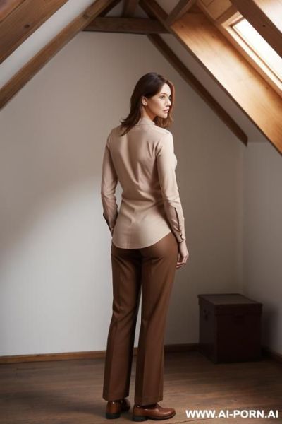 Mature, straight learher pants, brown oxford shoes - ai-porn.ai on pornintellect.com