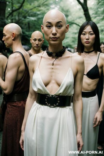 Slender japanese bald sci-fi bride with friends, bald heads - ai-porn.ai - Japan on pornintellect.com