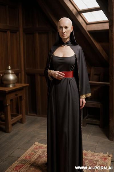 (reptilian sci-fi slender bald woman), ((aa cup boobs)), on the sci-fi spaceship, - ai-porn.ai on pornintellect.com