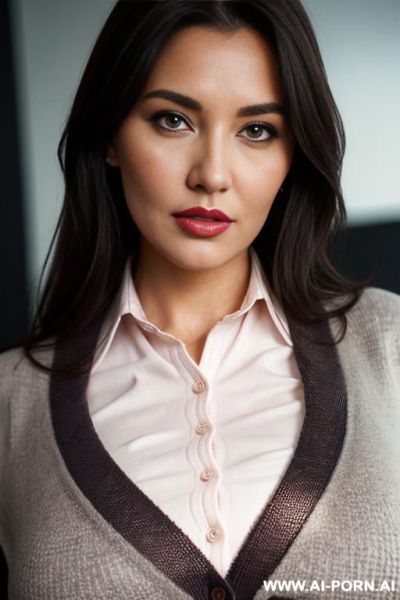((big juicy tits)), ((office shirt)), pencil skirt, ((cardigan)) - ai-porn.ai on pornintellect.com