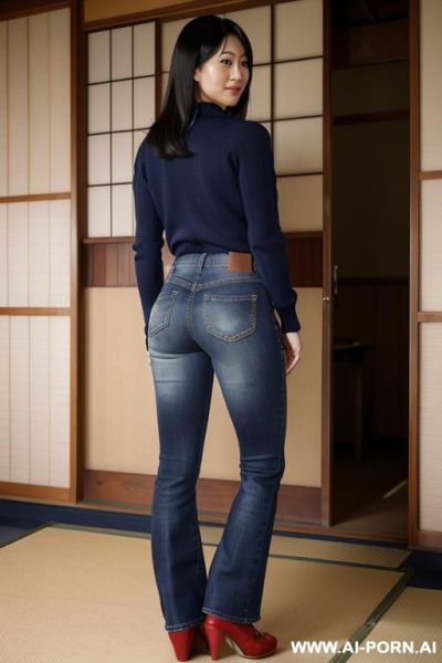 Asian, bootcut blue jeans, oxford shoes - ai-porn.ai on pornintellect.com