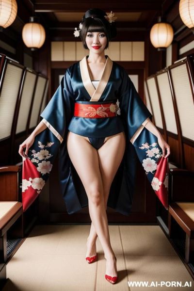 Great image, photorealistic, smile, pubes, straight wavy swept, far body view, muscles, realistic womanly hip size ratio, cuba, body curves. - ai-porn.ai on pornintellect.com