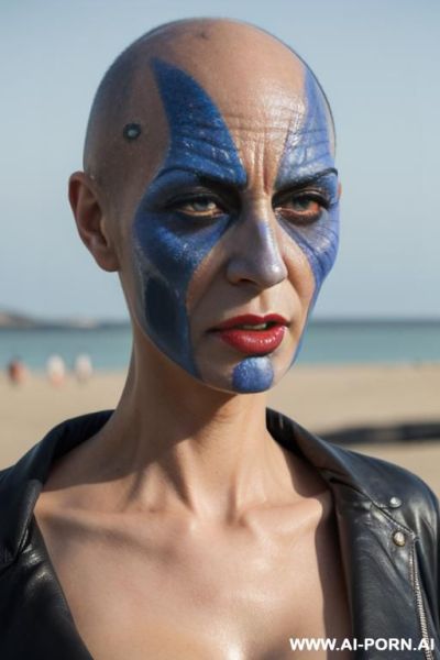 Hyperrealism painting: an atompunk sci-fi bald slender japanese woman, , wearable electronic sensors, art. - ai-porn.ai - Japan on pornintellect.com