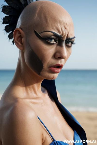 Hyperrealism painting: an atompunk sci-fi bald slender japanese woman, art. - ai-porn.ai - Japan on pornintellect.com