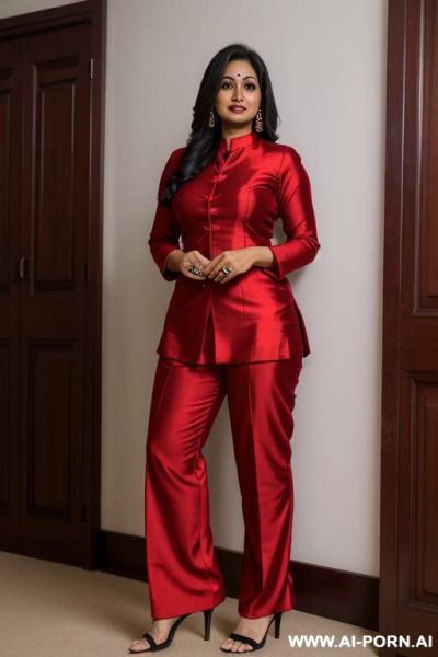 Bangladeshi mature, red shal kameez, pants - ai-porn.ai on pornintellect.com