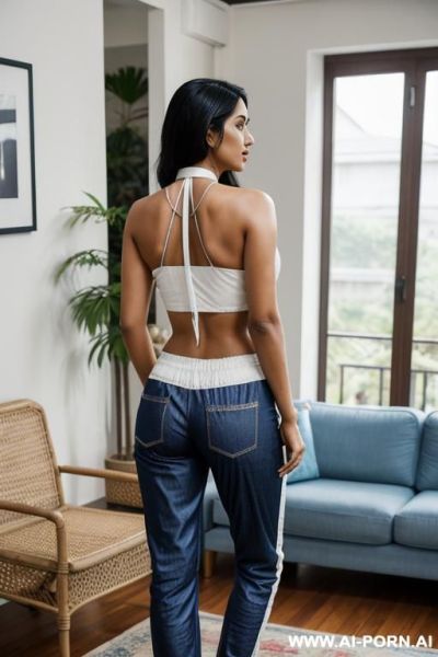 Bangladeshi woman, blue denim pants, white sneakers - ai-porn.ai on pornintellect.com