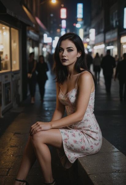Slim AI generated beauty gets sperm on her face and tits on a public road - pornpics.com on pornintellect.com