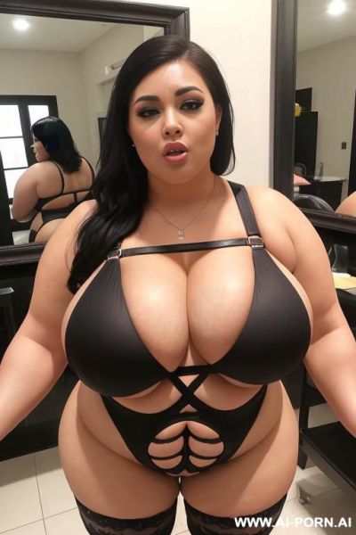 She has the most perfect masterpiece unrealistic ultra-hyper mountanous massive fat breasts that are unrealisticly growing larger, she is a very thick plump amplified busty fat enlarging pawg fatter - ai-porn.ai on pornintellect.com