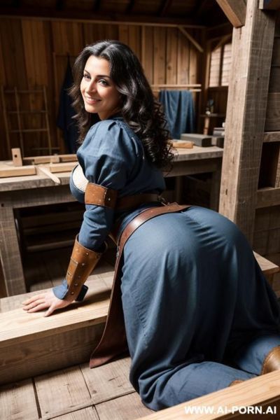 1 arab woman, 170 cm h, dark curly hair, blue eyes, medium breasts, normal bmi and beautiful medium sized ass - ai-porn.ai on pornintellect.com