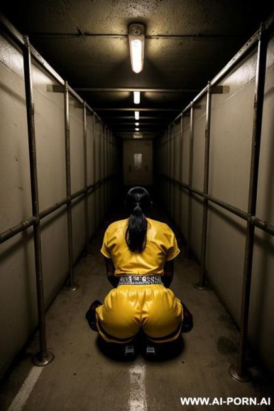 Bangladeshi mature woman, very dark skin, light-yellow clothes, twerk pose - ai-porn.ai on pornintellect.com
