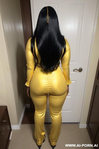 Bangladeshi mature woman, very dark skin, light-yellow clothes - ai-porn.ai on pornintellect.com