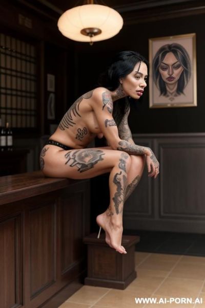 Very long hair, totally nakted, tattoos - ai-porn.ai on pornintellect.com