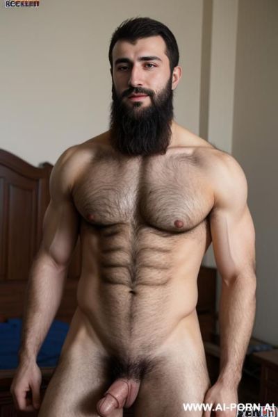 Chechen dagestan hairy guy 1 with large erect dick, tan, athletic, circumcised - ai-porn.ai on pornintellect.com